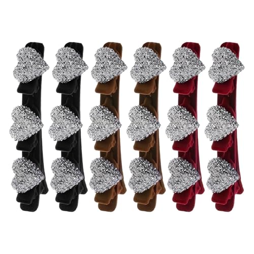 Flocken Sie Herz -Haar -Clip -Set - Weiche Kristallnadeln, Accessoires mit rutschfestem Styling, Kristallherzhaarklammern mit Nicht -Slip -Barrettes -Set, glänzende Barrettes gerade Haare | Mädchen Fr von Generisch