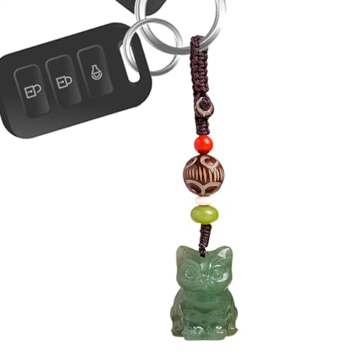 Fluorit Kristall Anhänger - Damen Halsketten in Glückskatze Form - Steinhalskette Tragbarer Steinanhänger für Familie Freunde Kollegen Tägliches Tragen Ausflug, Refer to description, Kristall, Unisex von Generisch