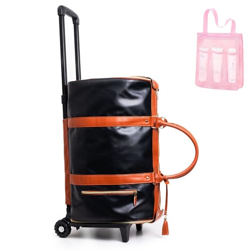 Foldable Travel Bag 2.0, Trendfetchus Foldable Travel Bag with Wheels, Carry On Garment Bags, with Portable Mesh Shower Caddy, Large Weekender Bags for Men Women (Black 2) von Generisch