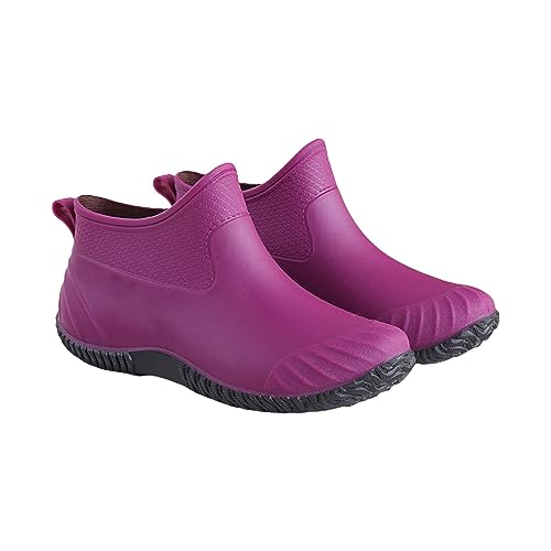 Forever Young Damen-Regenstiefel, modisch, lässig, hoch, flach, rutschfest, außen, multifunktional, Regenstiefel, Wasserschuhe, Arbeitskabine, violett, 38.5 EU von Generisch