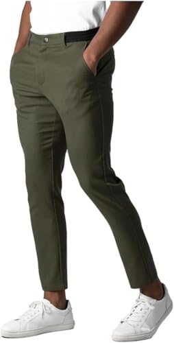 Foueo Active Chinohose Herren Freizeithose Stretch Slim Fit Tapered Hose Active Chino Hose für Männer, armee-grün, M von Generisch