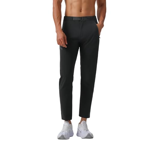Foueo Active Chinohose für Herren, Golfhose, leicht, wasserdicht, atmungsaktiv, formell, lässig, Arbeitshose mit Seitentaschen, Schwarz , 4XL von Generisch
