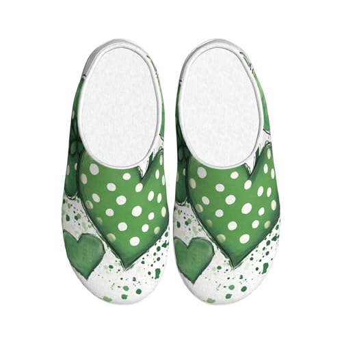 Four Leaf Clover Damen Hausschuhe Flanell Haus Pantoffeln für Herren Herz Blume rutschfeste Warme Winterschuhe für Indoor Outdoor, mehrfarbig, 3X-Large von Generisch