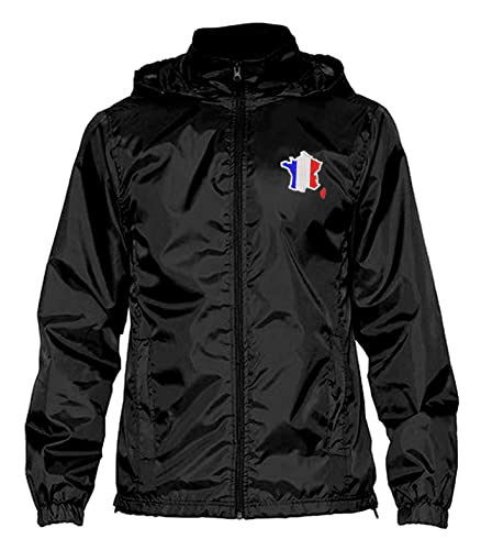 Frankreich,France Länder besticktes Regenjacke Windbreaker Jacke Geschenkidee WR800 -300_Schwarz von Generisch