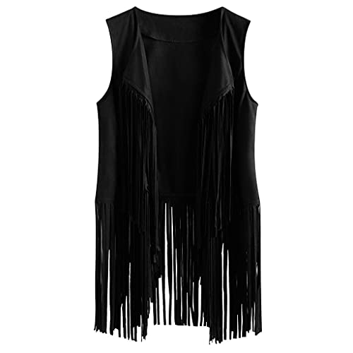 Fransen Weste in Wildleder-Optik Hippie Kostüm Damen Cowgirl Ärmellos Longweste mit Quasten 60er 70er Jahre Oberbekleidung Boho Festival Einfarbige Fransenweste Mantel Karneval Faschingskostüme Fransen Weste in Wildleder-Optik Hippie Kostüm Damen Cowgirl Ärmellos Longweste mit Quasten 60er 70er Jahre Oberbekleidung Boho Festival Einfarbige Fransenweste Mantel Karneval Faschingskostüme von Generisch