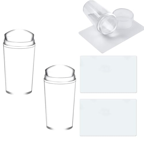 Französische Spitze Nagel Stempel, Nail Art Stempel Kit Klare Silikon Nagel Stempel Lange für Nägel mit Kratzern Nagel Stempel Kit für Französische Maniküre Home DIY Nagel (2pcs) von Generisch