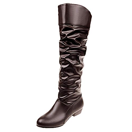 Frauen Ausrutscher Runde Stiefel Farbe Hohe Schuhe Stiefel feste Zehen Kinder Mädchen 22,Geeignet für Spaziergänge im Freien den Alltag im Sommer,Geeignet zum Joggen, Waten,an regnerischen (Brown, 35) von Generisch