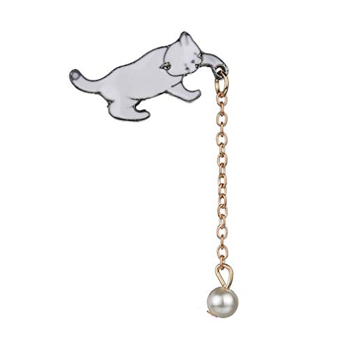 Frauen Brosche Edle Nette Katze Perle Anhänger Lange Quaste Brosche 1 Stücke Corsage Pin hochwertigen Schal Schnalle Krawattenklammern Neck Pin Mantel Shirts Kragen Pin Kleidung Zubehör Modeschmuck Se von Generisch