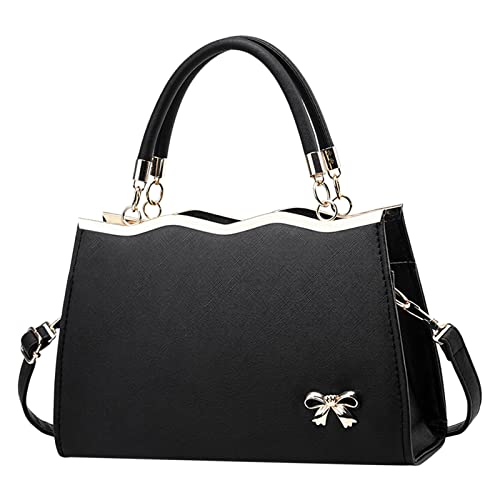 Frauen Damen Trendy Bow Fashion Sport Messenger Schulter Handtasche Angler Geschenke Für Männer Taschen (Black, One Size) von Generisch