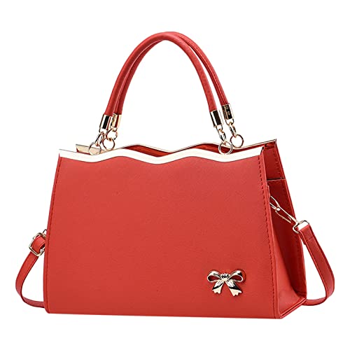 Frauen Damen Trendy Bow Fashion Sport Messenger Schulter Handtasche Angler Geschenke Für Männer Taschen (Red, One Size) von Generisch