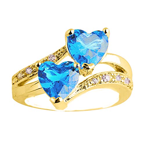 Frauen Eheringe, Mädchen Damen Regenbogen Ewiger Ring Herz Doppel Verlobungsringe Geburtstagsgeschenke für Mama, 7, Metall, Kein Edelstein von Generisch