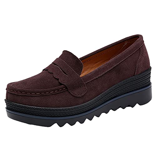 Frauen Freizeit Schuhe Komfortable Flache Tracht Espadrilles Elegante Modeschuhe für Damen im Alltag (Coffee, 40) von Generisch