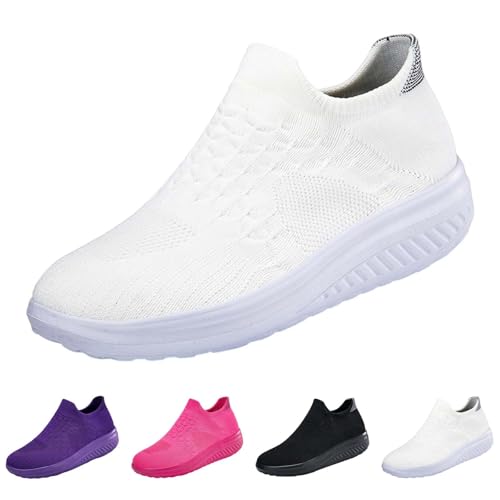 Frauen Joggingschuhe Sneaker Damen Plateau Turnschuhe Leicht Walkingschuhe Bequeme Laufschuhe Sportschuhe Ohne Schnürsenkel Slip On Straßenlaufschuhe Freizeitschuhe Tennisschuhe Running Shoes von Generisch