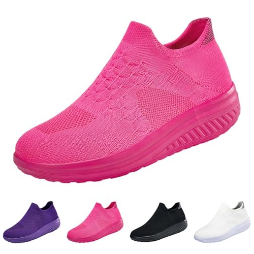 Frauen Joggingschuhe Sneaker Damen Plateau Turnschuhe Leicht Walkingschuhe Bequeme Laufschuhe Sportschuhe Ohne Schnürsenkel Slip On Straßenlaufschuhe Freizeitschuhe Tennisschuhe Running Shoes von Generisch