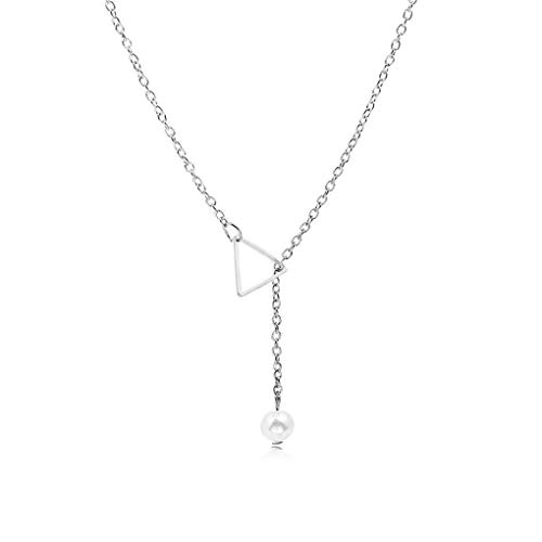 Frauen Kette Choker Chunky Statement Halskette Dreieck Perle Anhänger Verstellbar Haltbarkeit von Generisch