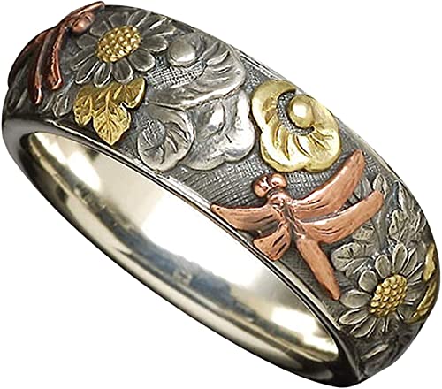 Frauen Männer Elegante Sonnenblume Muster Libelle Design Fingerring Band Schmuck Herren Ringe für Neujahr Geschenk Valentinstag Geschenk Frauen Männer Elegante Sonnenblume Muster Libelle Design Fingerring Band Schmuck Herren Ringe für Neujahr Geschenk Valentinstag Geschenk von Generisch