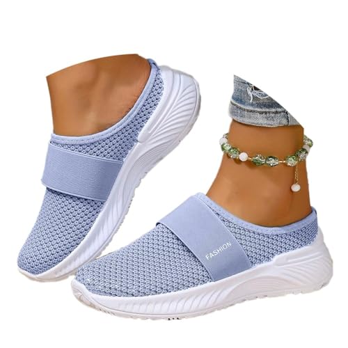 Frauen Mesh Clogs Hausschuhe Leichte Pantoffeln Mit Weicher Einlag Atmungsaktive Badeschuhe & Garten Schuh Rutschfeste Slipper (C Blue, Erwachsene, 39, Numerisch, EU Schuhgrößensystem, M) von Generisch