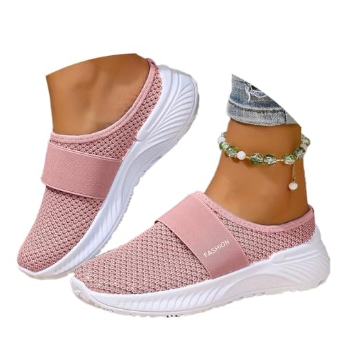 Frauen Mesh Clogs Hausschuhe Leichte Pantoffeln Mit Weicher Einlag Atmungsaktive Badeschuhe & Garten Schuh Rutschfeste Slipper (C Pink, Erwachsene, 43, Numerisch, EU Schuhgrößensystem, M) von Generisch