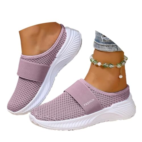 Frauen Mesh Clogs Hausschuhe Leichte Pantoffeln Mit Weicher Einlag Atmungsaktive Badeschuhe & Garten Schuh Rutschfeste Slipper (C Purple, Erwachsene, 40, Numerisch, EU Schuhgrößensystem, M) von Generisch