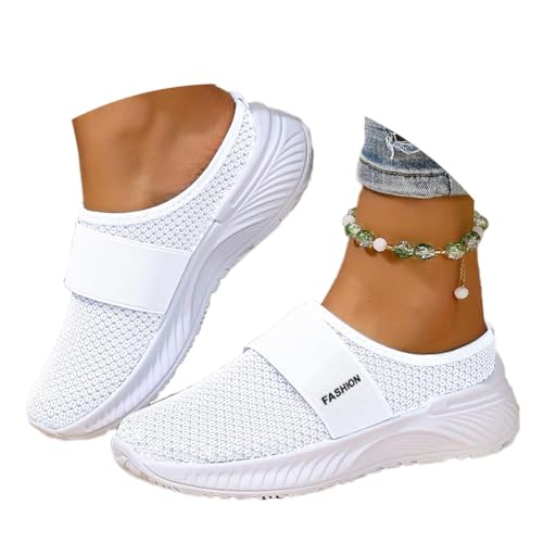 Frauen Mesh Clogs Hausschuhe Leichte Pantoffeln Mit Weicher Einlag Atmungsaktive Badeschuhe & Garten Schuh Rutschfeste Slipper (C White, Erwachsene, 39, Numerisch, EU Schuhgrößensystem, M) von Generisch