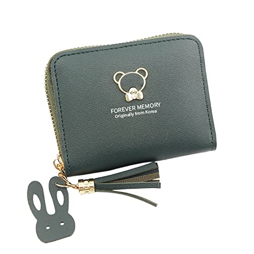 Frauen Mode Cartoon Kunstleder Reißverschluss Achseltasche Handytasche Umschlag Tasche Geldbörse Clutch Bag Geldbörsen Damen Groß Viele (Green, One Size) von Generisch