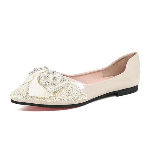 Frauen-Strass-Ballett-Ballettflats mit bequemer Bug und spitzem Zeh, ideal für Elegante Anlässe und einfache Slip-on-Wanderschuhe von Generisch