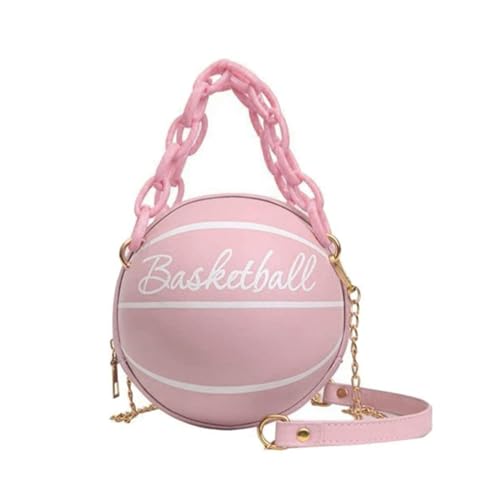 Frauen Umhängetasche Kette Basketball geformte Geldbörse runde Körper Handtasche Handtasche Clutch (Pink, One Size) von Generisch
