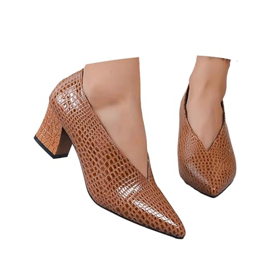 Frauen V Ausschnitt Spitze Hoher Absatz Pumps Slip On Schuhe mit Gestapeltem Absatz Lacklederstiefeletten Hochzeitskleid Formelle Tanzschuhe Halbschuhe Breite Füße Spangenpumps von Generisch