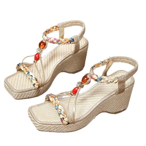 Frauen Wedge Sandalen Open Toe Sandals Mit Strass Slip On Hausschuhe Casual Ankle Elastic Sandale Sommerschuhe Freizeit Schuhe High Heel Leicht Strandsandalen Walkingsandalen Urlaubspantoffeln Frauen Wedge Sandalen Open Toe Sandals Mit Strass Slip On Hausschuhe Casual Ankle Elastic Sandale Sommerschuhe Freizeit Schuhe High Heel Leicht Strandsandalen Walkingsandalen Urlaubspantoffeln von Generisch