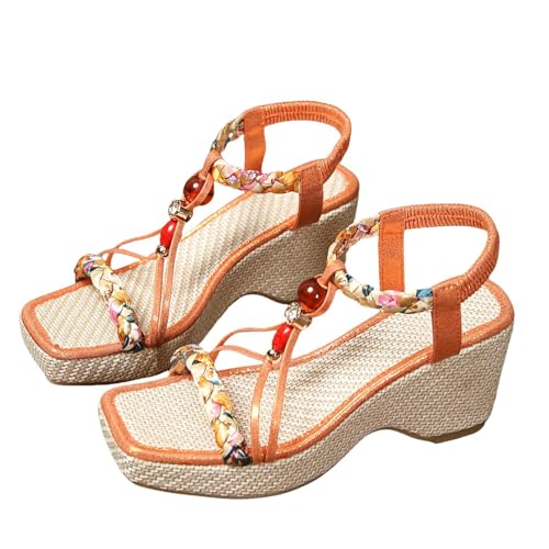 Frauen Wedge Sandalen Open Toe Sandals Mit Strass Slip On Hausschuhe Casual Ankle Elastic Sandale Sommerschuhe Freizeit Schuhe High Heel Leicht Strandsandalen Walkingsandalen Urlaubspantoffeln Frauen Wedge Sandalen Open Toe Sandals Mit Strass Slip On Hausschuhe Casual Ankle Elastic Sandale Sommerschuhe Freizeit Schuhe High Heel Leicht Strandsandalen Walkingsandalen Urlaubspantoffeln von Generisch