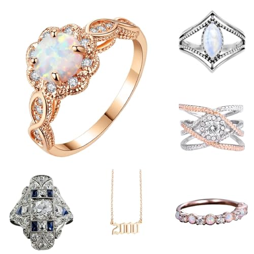 Frauen beliebte Runde Zirkon Mikro-eingeettete Geliebte Ehering mit Überzug in Rose Gold Ringe Partnerringe Türkis (random, one size) von Generisch