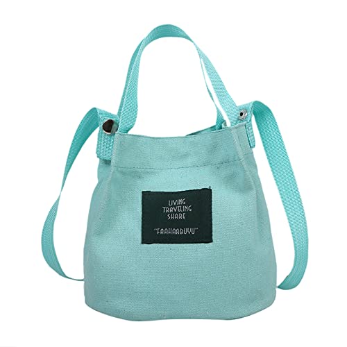 Frauen-einfache Kunst-Mädchen-Segeltuch-frische beiläufige Umhängetasche Marienkäfer Taschen Lampe (Light Blue, One Size) von Generisch