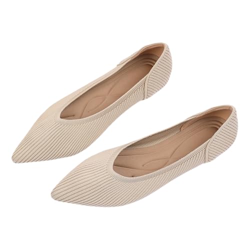 Frauen gestrickte Ballettflats mit bequemem Spitzen Zehen, ideal für Elegante Anlässe und einfache Slip-on-Wanderschuhe von Generisch