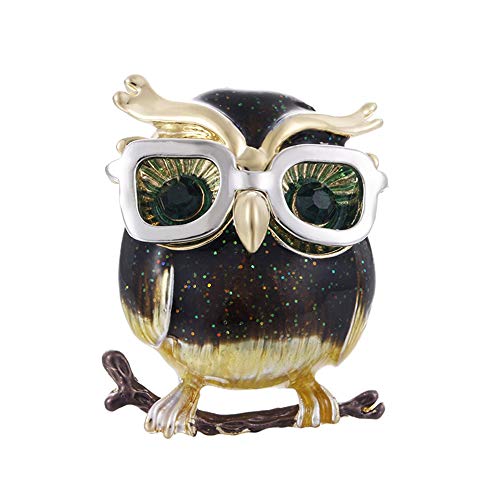 Frauen und Männer Retro Persönlichkeit Owl Wearing Glasses Brosche mit Verschluss Geschenke für Weihnachten White New Released von Generisch