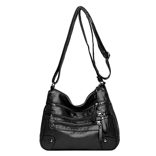 Frauen weiches Umhängetaschen mehrschichtige klassische Umhängetasche Luxus-Designer-Handtasche und Geldbörse Taschen Organizer Tür (Black, One Size) von Generisch