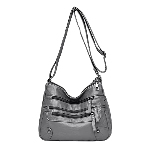 Frauen weiches Umhängetaschen mehrschichtige klassische Umhängetasche Luxus-Designer-Handtasche und Geldbörse Taschen Organizer Tür (Grey, One Size) von Generisch