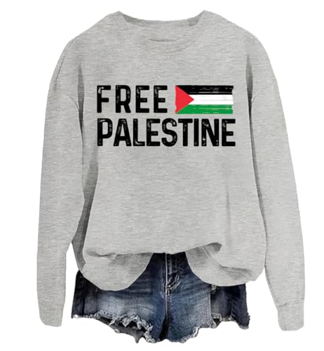Free Palästina Sweatshirt, Palästina-Flagge, Hemd, "I Love Palästina", Gaza-Pullover, Hoodie, grau, M von Generisch