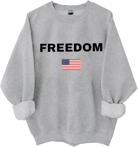 Freedom Sweatshirt Freedom Shirt Letter Printed Graphic Tops Shirts, grau, 3XL von Generisch