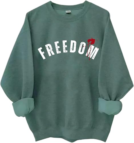 Freedom Sweatshirt Freedom Shirt Letter Printed Graphic Tops Shirts, grün, L von Generisch