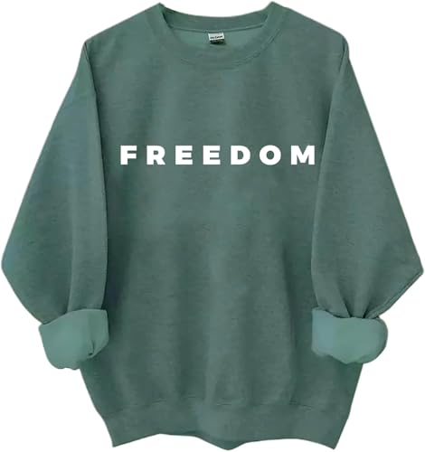 Freedom Sweatshirt Freedom Shirt Letter Printed Graphic Tops Shirts, grün, XXL von Generisch