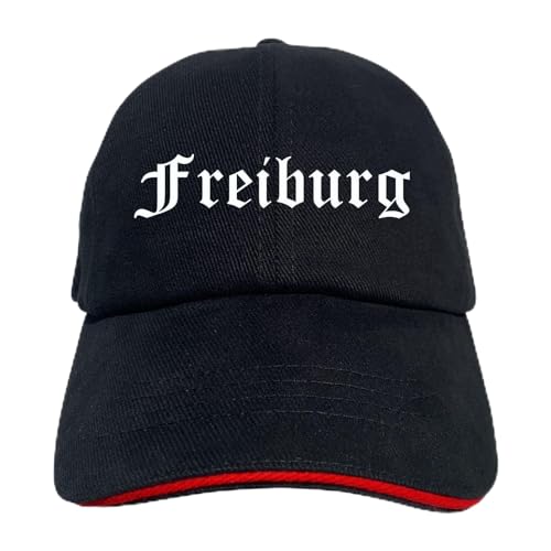 Freiburg Cappy - Altdeutsch Bedruckt - Schirmmütze - Schwarz-Rotes Cap OneSize-SchwarzRot von Generisch
