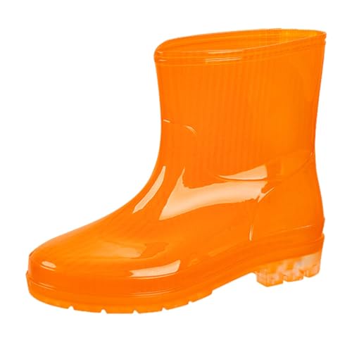 Freizeit Gummistiefel Damen，Rutschfest Und Abriebfest Regenstiefel，Modische Einfarbige Gummischuhe，Wasserdichte Transparente Regenschuhe，Winddicht Arbeitsschuhe，Outdoor Schlamm Gartenstiefel von Generisch