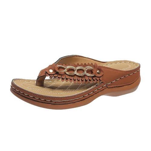 Freizeit Sandalen Damen Flip Flops Sommer Leder Orthopädische Zehentrenner Boho Pantoletten Keilabsatz Open Toe Offene Hausschuhe Freizeit Sandalen Damen Flip Flops Sommer Leder Orthopädische Zehentrenner Boho Pantoletten Keilabsatz Open Toe Offene Hausschuhe von Generisch