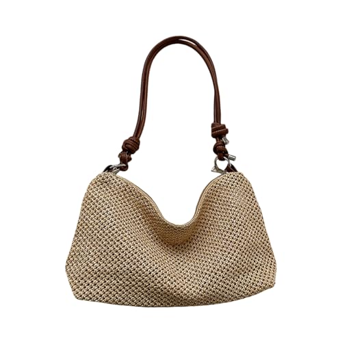 Freizeit Strand Handtasche Gewebte Strandtasche Modische Schultertasche Umhängetasche Geeignet Für Strand Picknicks (Brown, 28.5cm) von Generisch