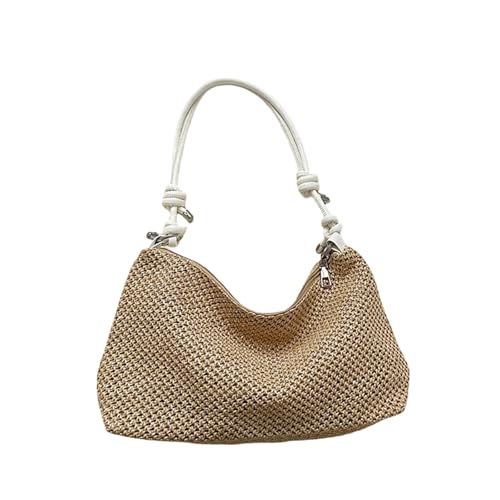 Freizeit Strand Handtasche Gewebte Strandtasche Modische Schultertasche Umhängetasche Geeignet Für Strand Picknicks (White, 28.5cm) von Generisch