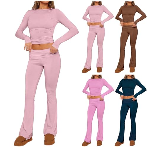 Freizeitanzug Damen, Tops Teenager Mädchen, Pink Stuff, Skims, Damen Baumwoll Loungewear Set Oberteil Y2k Enge Schlaghose Set GeschnitteneYoga Trainingsanzug Zweiteiliger Outfit Schmal Lounge Set Freizeitanzug Damen, Tops Teenager Mädchen, Pink Stuff, Skims, Damen Baumwoll Loungewear Set Oberteil Y2k Enge Schlaghose Set GeschnitteneYoga Trainingsanzug Zweiteiliger Outfit Schmal Lounge Set von Generisch
