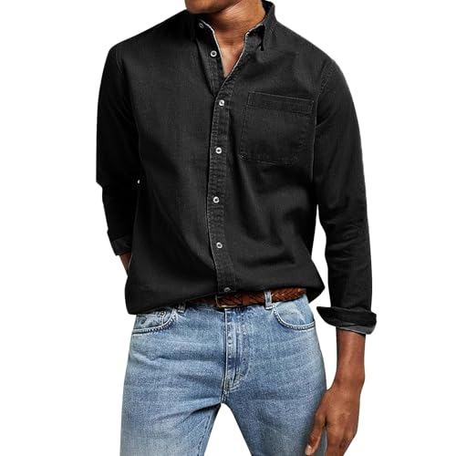 Freizeithemd Herren Langarm Comfort Fit Mit Großen Taschen Arbeithemd Atmungsaktiv Bequeme Sommerhemd Größen Lockere Freizeitshirt Revers Button Down Trekkinghemd Einfarbig Leicht Outdoorhemd von Generisch