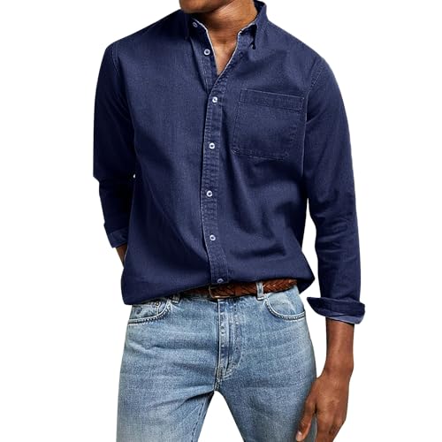 Freizeithemd Herren Langarm Comfort Fit Mit Großen Taschen Arbeithemd Atmungsaktiv Bequeme Sommerhemd Größen Lockere Freizeitshirt Revers Button Down Trekkinghemd Einfarbig Leicht Outdoorhemd von Generisch