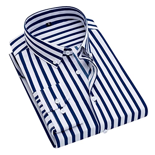 Freizeithemden Für Herren Gestreiftes Hemd Herren Sommer Business Shirt Button Down Sommerhemd Casual Freizeithemd Regular Fit Herrenhemd Baumwolle Langarmhemd Männer von Generisch