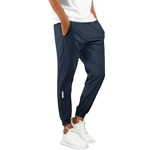 Freizeithose Herren Ice Silk Hose Dünne Jogginghose Leichte Herrenhose Schnelltrocknend Sporthose mit Kordelzug und Taschen Stretch Bequem Loungehose Outdoorhose Elastische Taille von Generisch
